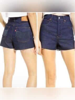 Levi's Dark Blue Denim Fringe Back-Pocket Shorts